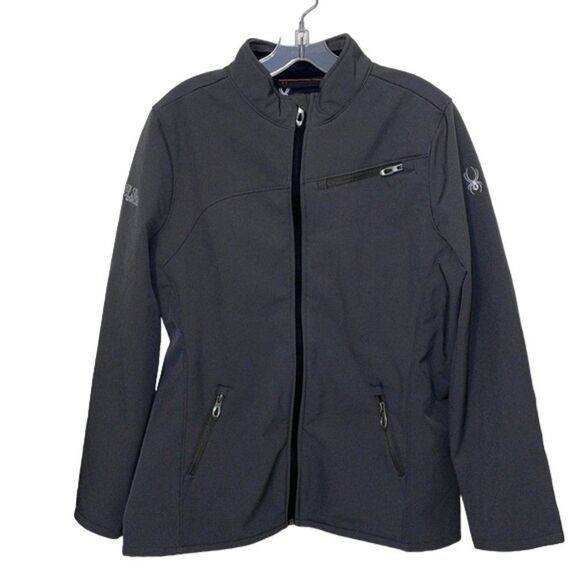 Spyder Womens Grey Transport Softshell Jacket Size Large Full Zip Branded - Picture 1 of 13